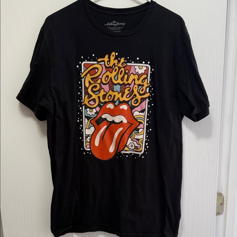 The Rolling Stones Men’s Black Tee with Graphic Design Size Large